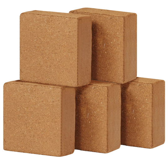 vidaXL coir-blokke 5 stk. 5 kg 30 x 30 x 10 cm