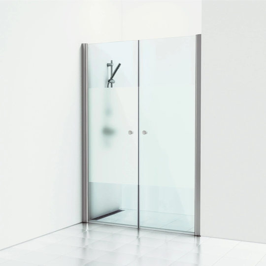 Svedbergs Skoga Dusjnisje Rett Dobbel Krom / 178cm Halvfrostet Glass