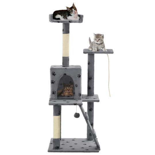 vidaXL kradsetræ til katte med sisal-kradsestolper 120 cm grå poteprint