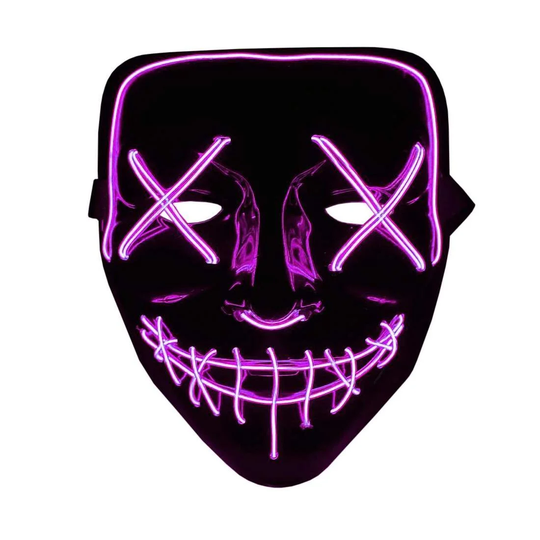 The Purge LED Neon Mask, Halloween - Lyserød