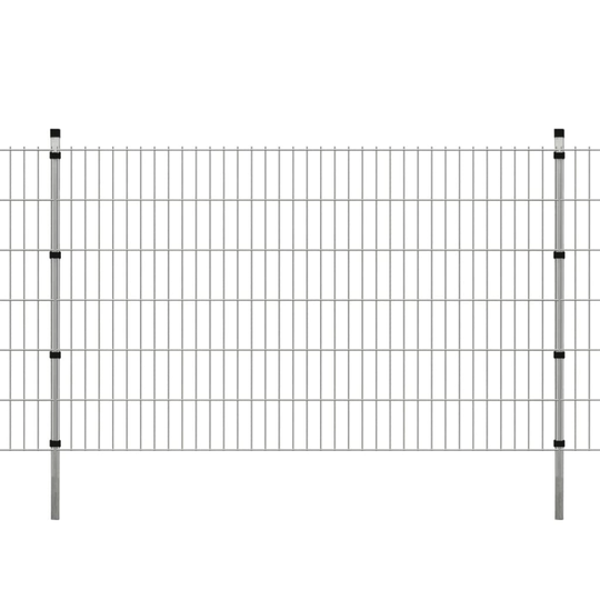 vidaXL 2D paneler og pæle til havehegn, 2.008x1.230 mm, 12 m, sølvgrå