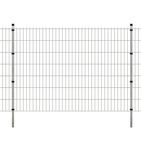 vidaXL 2D paneler og pæle til havehegn, 2.008x1.430 mm, 42 m, sølvgrå