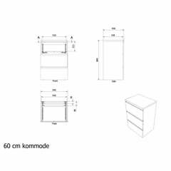 Vikingbad MIE Kommode Slett - Mål: B(60-120)Xh88xd46cm Hvit Matt / 90cm