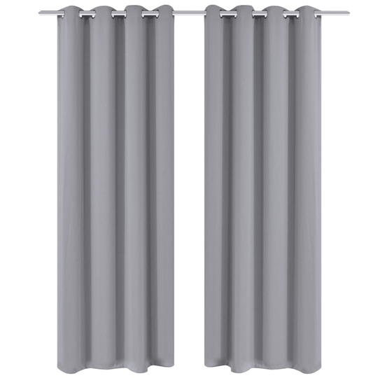 vidaXL mørklægningsgardiner 2 stk. med metalsnøreringe 135x175 cm grå