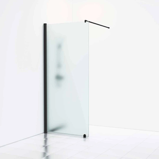 Svedbergs Skoga Dusjvegg Rett (Walk-in) Svart Matt / 70cm Frostet Glass