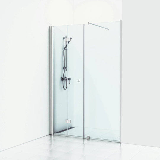 Svedbergs Skoga Dusjnisje Leddet Kombi (Vegg+dør) Matt Aluminium / 140cm Klart Glass
