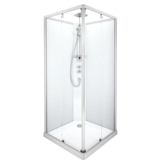 Porsgrund Showerama 10-5 F Dusjkabinett - Firkantet Matt Aluminium / 90x90cm Frostet Glass