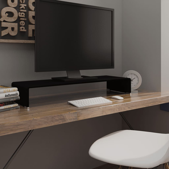 vidaXL TV-stander/monitorstand sort glas 90x30x13 cm