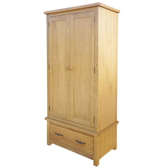 vidaXL klædeskab med 1 skuffe 90x52x183 cm massivt egetræ