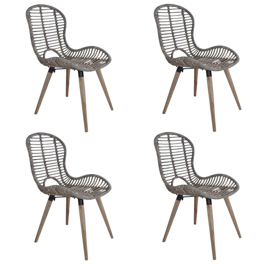 vidaXL spisebordsstole 4 stk. naturlig rattan brun