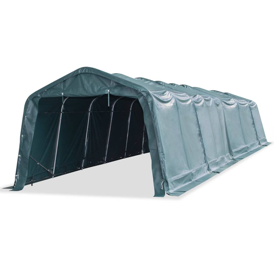 vidaXL flytteligt læskur til husdyr PVC 550 g/m² 3,3 x 12,8 m mørkegrøn