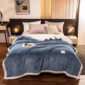 sherpa teppe fleece-lag tykt varme tepper til vinterseng supermyk fuzzy flanell ull som vendbar fløyel plysj tvilling queen king vektet teppe