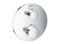 Grohtherm rund krom termostat i metal med en ventil. Montagesæt til Grohe Rapido SmartBox 35600000. -