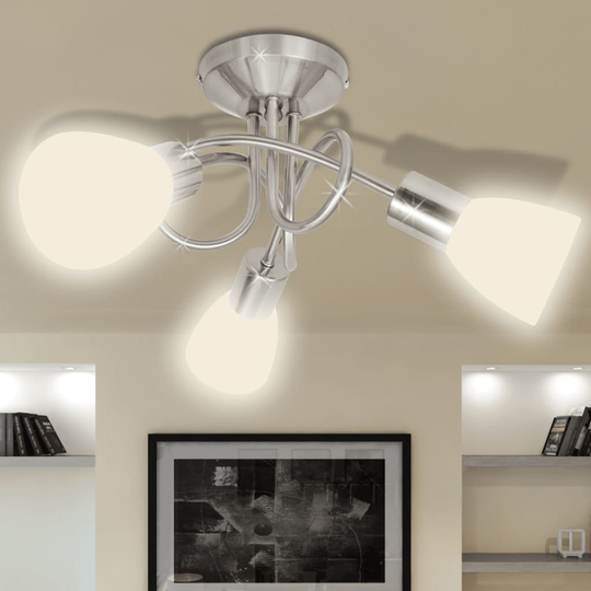vidaXL loftslampe m. glasskærme 3 E14 pærer