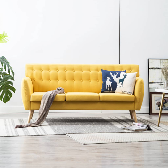 vidaXL 3-personers sofa stofbeklædning 172 x 70 x 82 cm gul