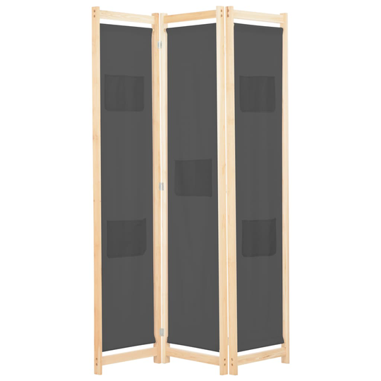 vidaXL 3-panels rumdeler 120 x 170 x 4 cm stof grå