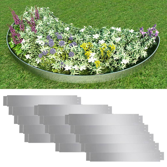 vidaXL fleksibel bedkant 15 stk. 100x14 cm galvaniseret stål