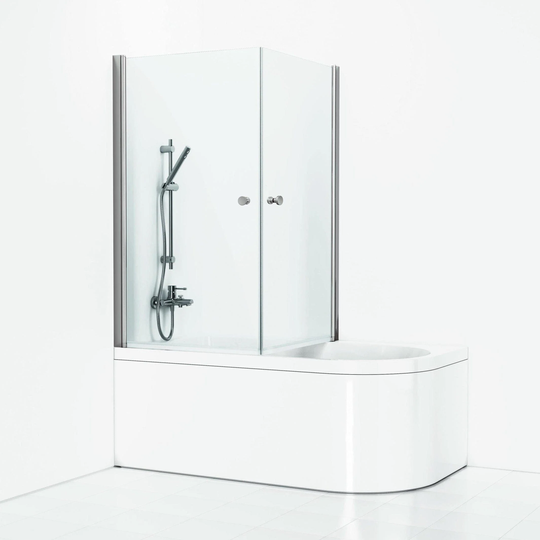 Svedbergs Skoga Dusjhjørne for Badekar Krom / Klart Glass
