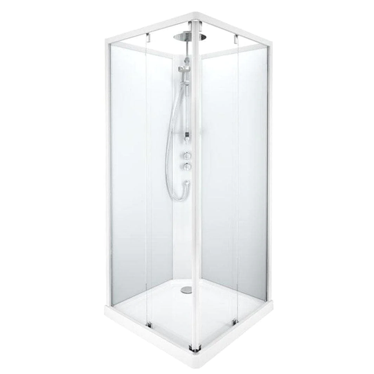 Porsgrund Showerama 10-5 F Dusjkabinett - Firkantet Hvit Matt / 90x90cm Frostet Glass