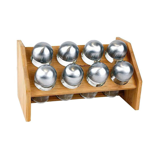 Krydderihylde i Bambus - 8 Krydderkrukker
