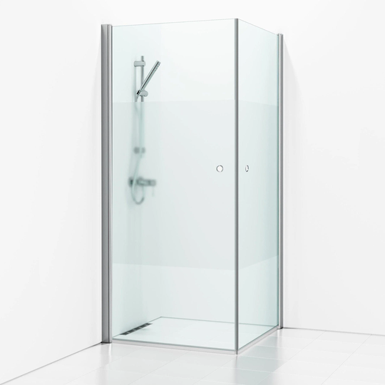 Svedbergs Skoga Dusjhjørne Rett Hullgrep Krom / 80x90cm Halvfrostet Glass