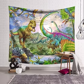 veggteppe kunst dekor teppe gardin hengende hjem soverom stue dekorasjon polyester dinosaur verden
