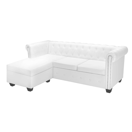 vidaXL L-formet chesterfieldsofa kunstlæder hvid
