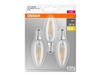 OSRAM - LED-filament-lyspære - form: B35 - klar finish - E14 - 4 W (tilsvarende 40 W) - klasse E - varmt hvidt lys - 2700 K (pakke med 3)