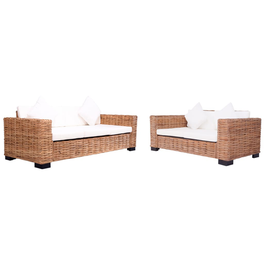 vidaXL sofasæt i 2 dele med hynder naturligt rattan