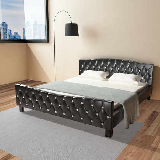 vidaXL sengestel sort kunstlæder 180 x 200 cm