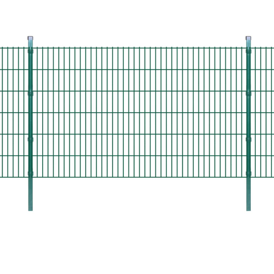 vidaXL 2D paneler og pæle til havehegn, 2.008x1.230 mm, 8 m, grønne
