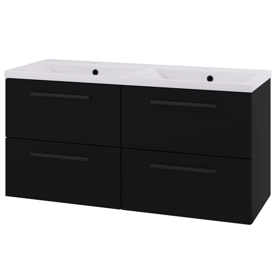 Linn Bad Ingrid D45cm Servantskap Svart Matt / 120cm Dobbel 4 Skuffer