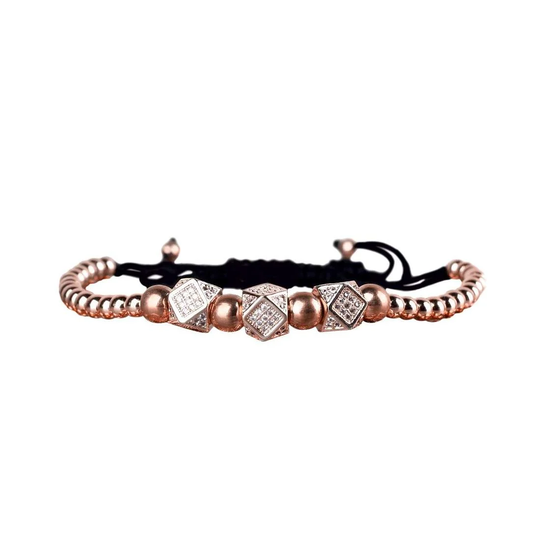 Armbånd, Perler og Tre Vedhæng - Rosé