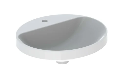 Geberit VariForm servant m/ tapphull, nedfelling, oval, 50x45 cm, med KeraTect