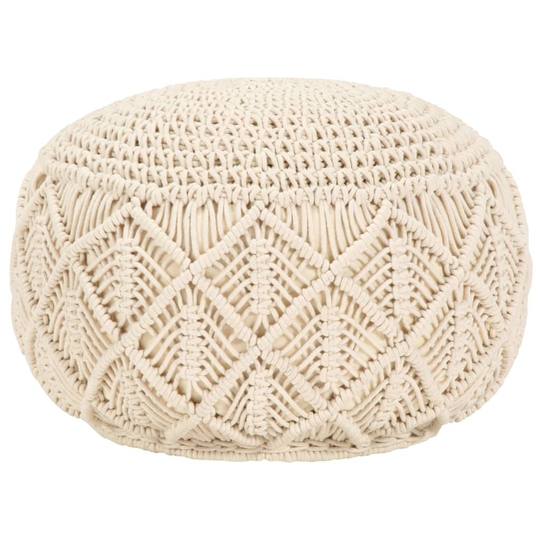 vidaXL håndlavet macramépuf 45x30 cm bomuld