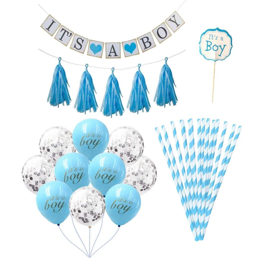 Sæt med dekorationer, Baby Shower - Its a Boy