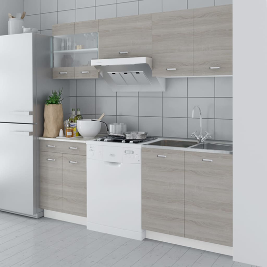 vidaXL køkkenskabsenhed 5 dele med vask 80 x 60 cm egetræslook
