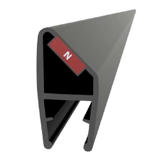 Vikingbad Magnetprofil Liam Fast Glassfelt PVC H191,7cm 90° Hjørnemontering Svart Matt