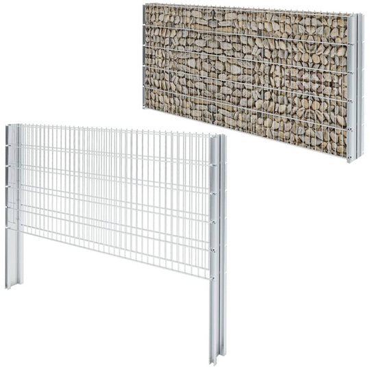 vidaXL 2D gabionhegn galvaniseret stål 2,008x1,03 m 16 m sølvfarvet