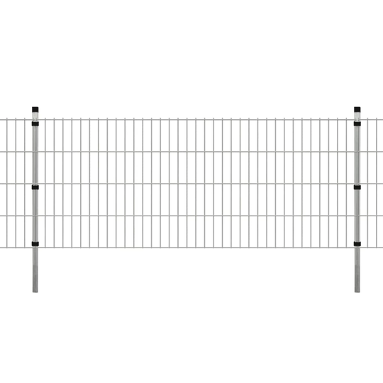 vidaXL 2D paneler og pæle til havehegn, 2008x830 mm, 38 m, sølv