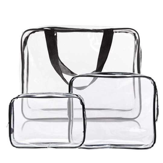 Transparent toilettaske, 3-pakke