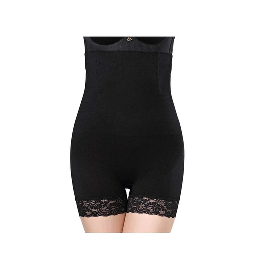 Shapewear Shorts, Høj Talje, Blonder - Sort - XL/XXL