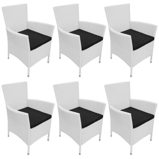 vidaXL havestole 6 stk. med hynder polyrattan cremefarvet