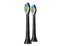Philips Sonicare W2 Optimal White HX6062 standard - Ekstra tandbørstehoved - til tandbørste - sort (pakke med 2) - for Sonicare 2 Series Sonicare DiamondClean Smart HX9902 Sonicare ProtectiveClean 4100 6100