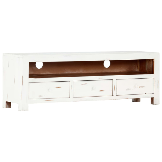 vidaXL tv-skab 120 x 30 x 40 cm massivt akacietræ hvid