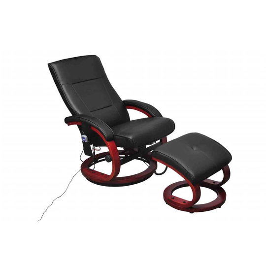 vidaXL massagestol med fodskammel kunstlæder sort