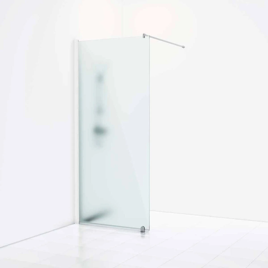 Svedbergs Skoga Dusjvegg Rett (Walk-in) Hvit Matt / 80cm Frostet Glass