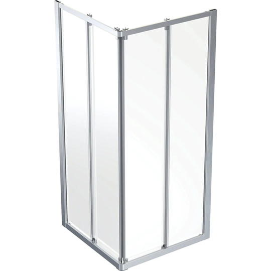 Porsgrund Showerama 10-3 Firkantet Dusjhjørne 90x90cm - Skyvedør Matt Aluminium / Klart Glass