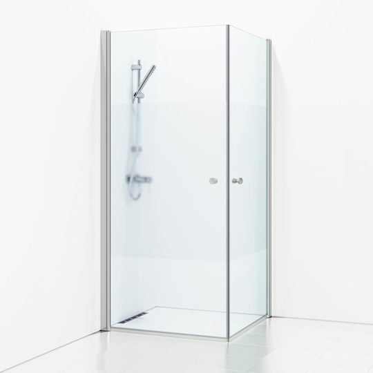 Svedbergs Skoga Dusjhjørne Rett - Frostet Glass Matt Aluminium / 80x90cm Halvfrostet