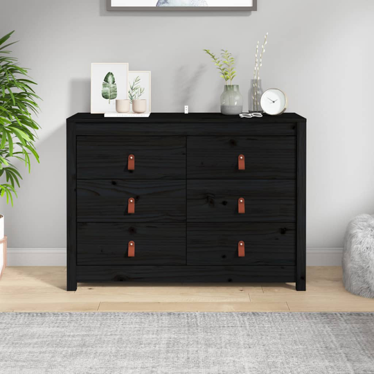 vidaXL kommode 100x40x72 cm massivt fyrretræ sort